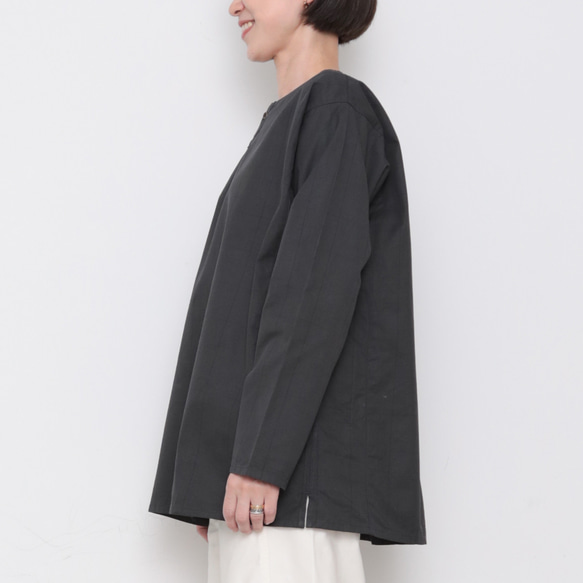 Gender-free tops / charcoal checked pattern 7枚目の画像