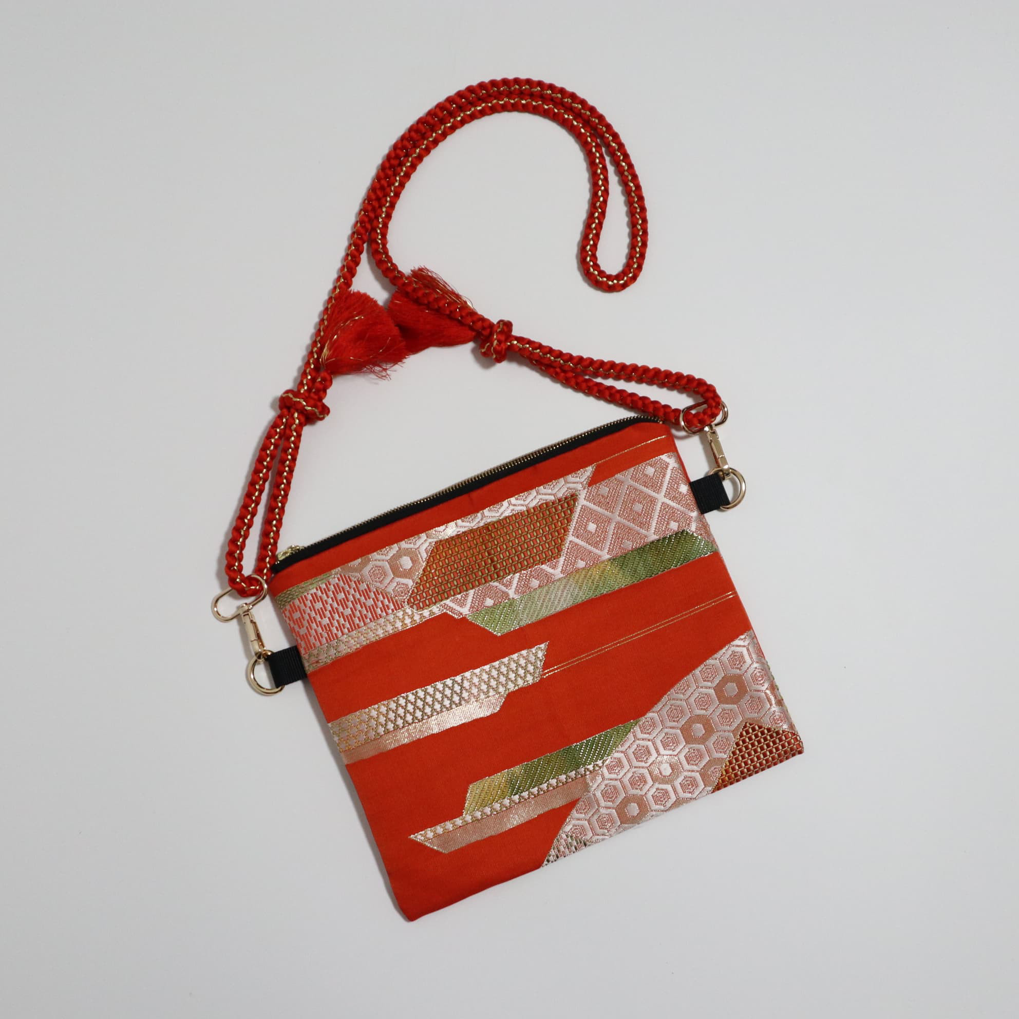 ■着物帯リメイク■　2WAYフラットポーチ（FP2517-RST）