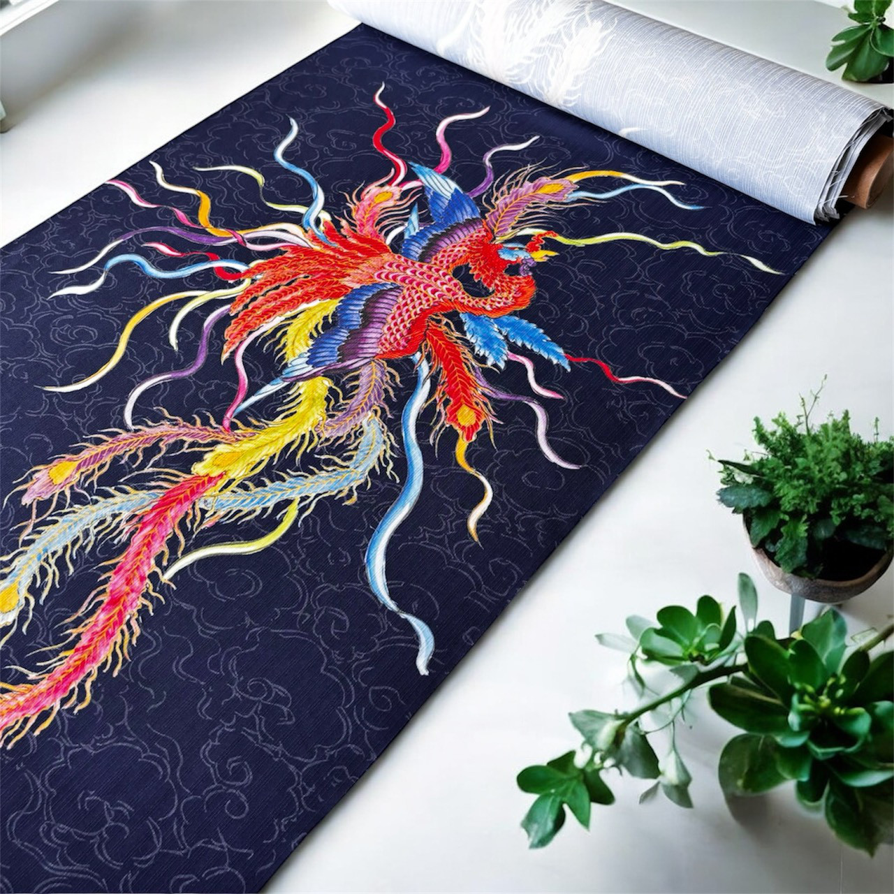 九谷焼作家が描く文様 浴衣反物 生地 鳳凰【KUTANI×KIMONO】