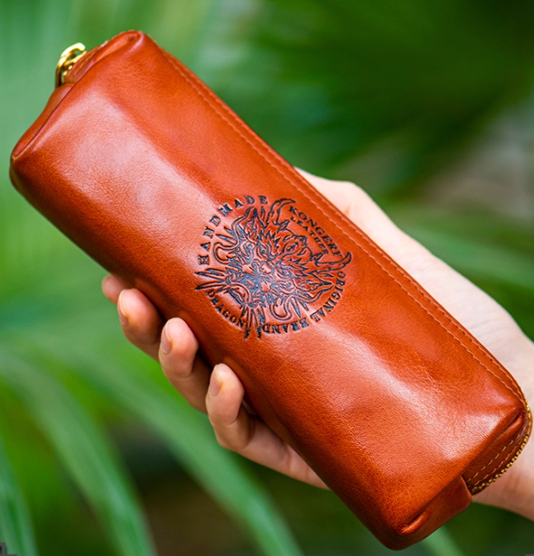 手作りの牛革コレクションバッグ、化粧ポーチ、本革クラッチバッグ