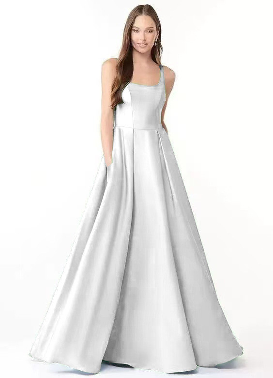 高級感 白 黒 ノースリーブ パーティードレス シンプル 韓国風 誕生日 パーティー 演奏会 二次会 前撮り HL514