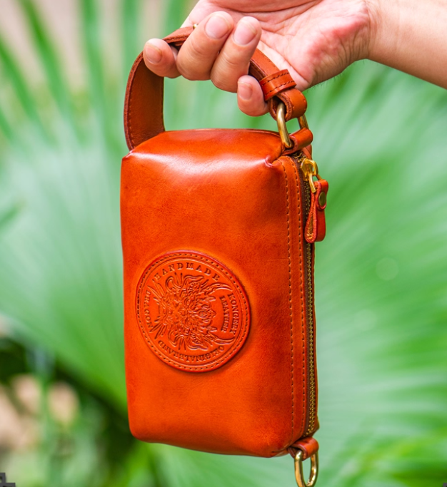 男女兼用の手作り牛革製ジッパー付きトートバッグ、携帯電話バッグ、クラッチ、収納バッグ、小銭入れ