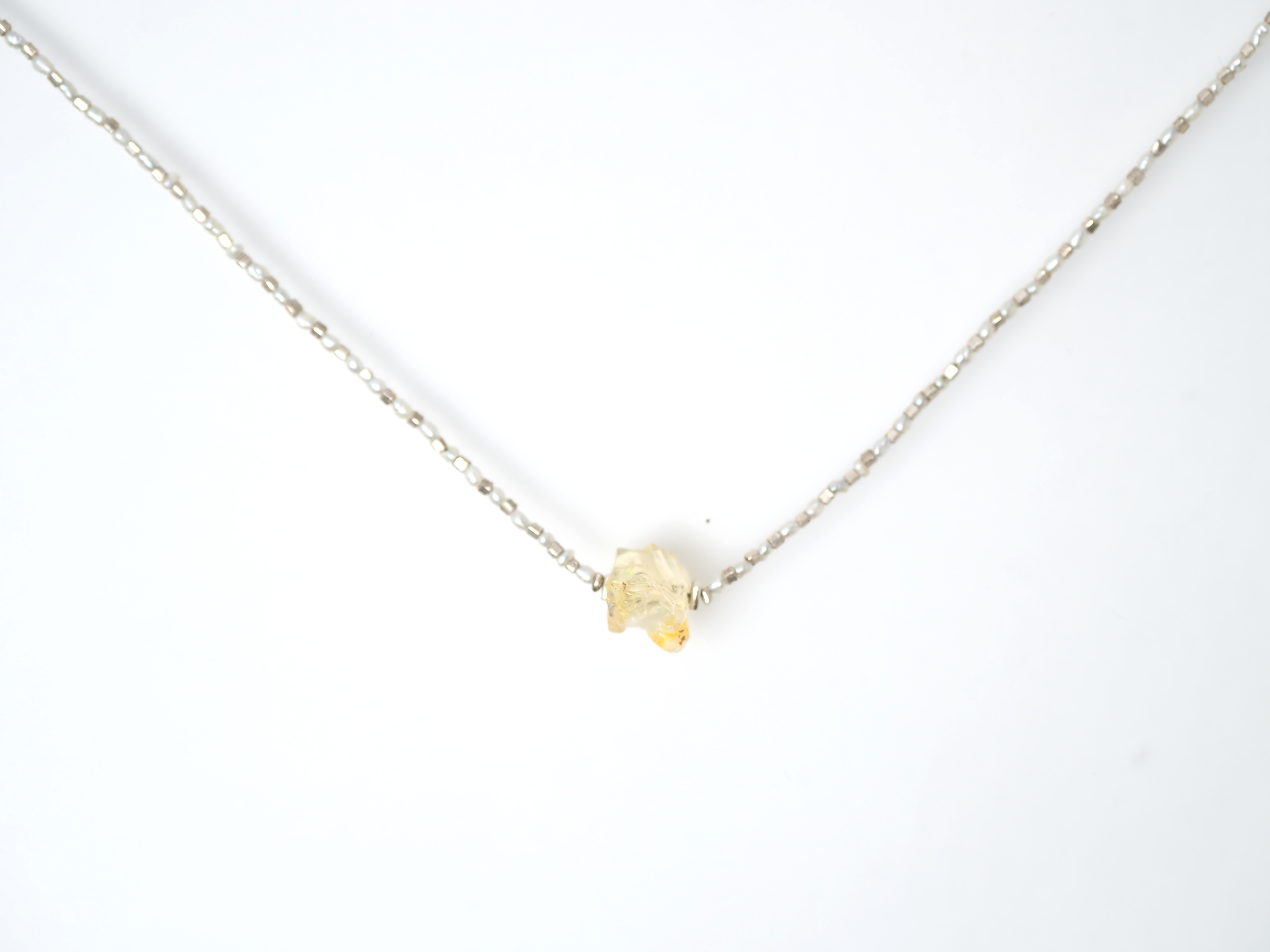 -rough Opal- pearl & silver necklace