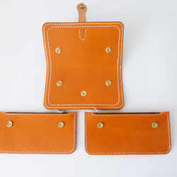 「ウール×革の組み合わせ」长財布｜模块式インナー・多機能デザイン 12枚目の画像