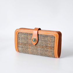 「ウール×革の組み合わせ」长財布｜模块式インナー・多機能デザイン 2枚目の画像