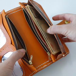 「ウール×革の組み合わせ」长財布｜模块式インナー・多機能デザイン 18枚目の画像