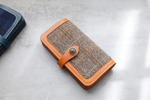 「ウール×革の組み合わせ」长財布｜模块式インナー・多機能デザイン 3枚目の画像