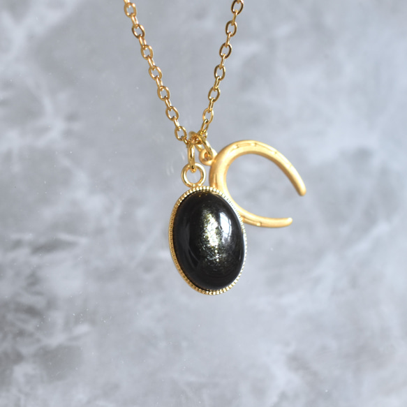 2026午年【数量限定・残4】希少石　グリーンマイカ　カボション　馬蹄チャーム　サージカルステンレスネックレス40cm 4枚目の画像