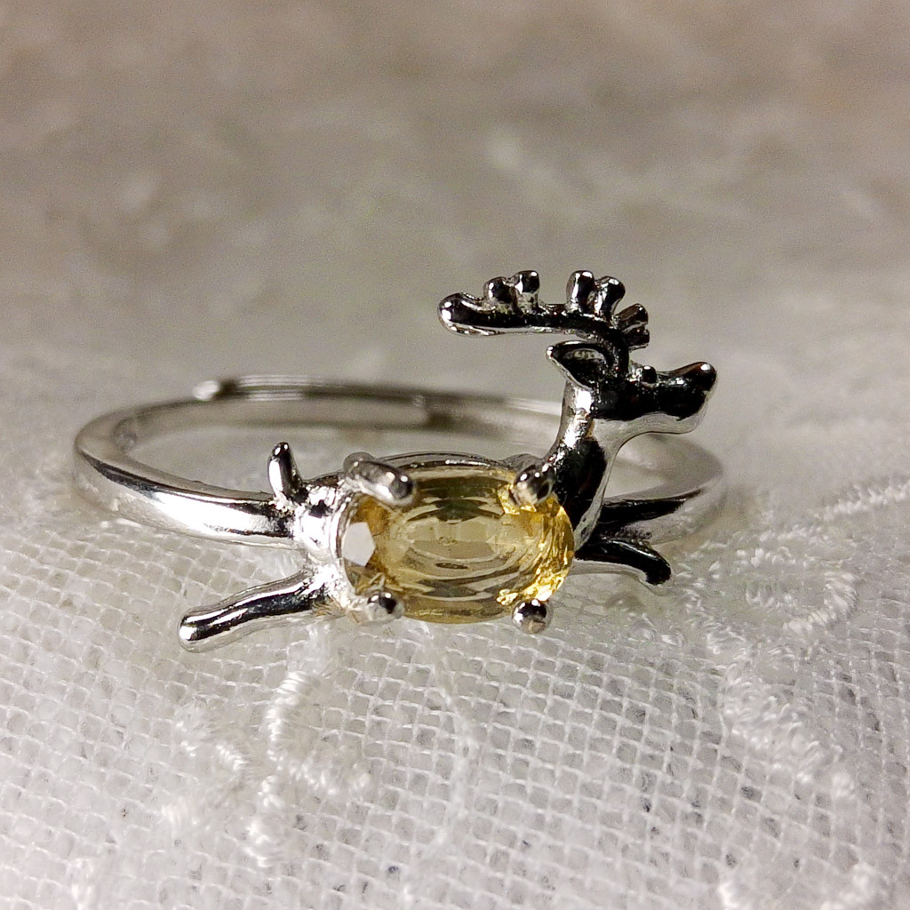 SV25R0018-01 トナカイ × シトリンAAA S925 シルバーリング