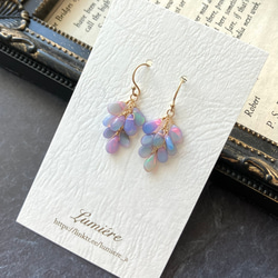 14kgf＊フロストクォーツとブルー系天然石のピアス ピアス（フック