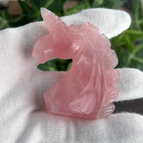 ～神獣～　天然石 ユニコーン　手彫り彫刻　【ローズクォーツ/フローライト】天然石インテリア・天然石置物として　 19枚目の画像