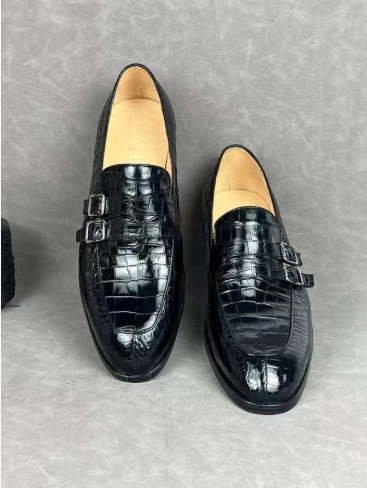 お洒落なクロコダイル革ビジネスシューズ 紳士靴 サイズ24cm-27cm選択可能
