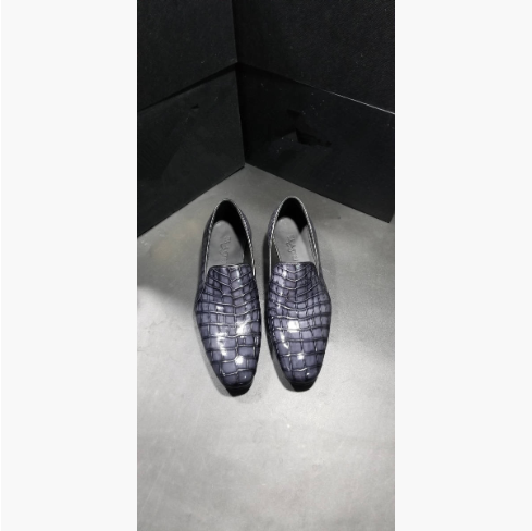 オーダー靴 幅広 目地染め ワニ革 クロコダイル レザー 本革 24～27cm ローファー スリッポン メンズ ビジネス