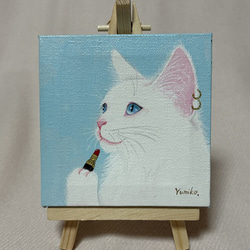 原画】猫の「藤娘」／歌舞伎／アクリル画／M30号油彩額入り 絵画 猫心