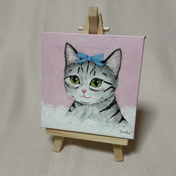 原画】猫の「藤娘」／歌舞伎／アクリル画／M30号油彩額入り 絵画 猫心