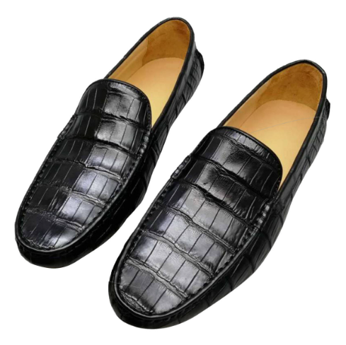 ワニ革 クロコダイル 24~27cm レザー 本革 腹部革 ローファー モカシン スリッポン メンズシューズ 幅広 革靴