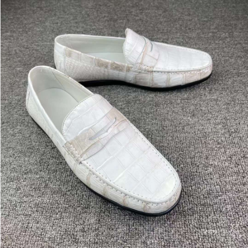 お洒落！履き心地良いヒマラヤクロコダイル革メンズ靴ローファー 24cm-27cmサイズ選択可能