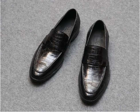 ワニ革 メンズシューズ 紳士靴 スリッポン 皮靴 ビジネスシューズ 24~27cm レザー ローファー カジュアルシュー