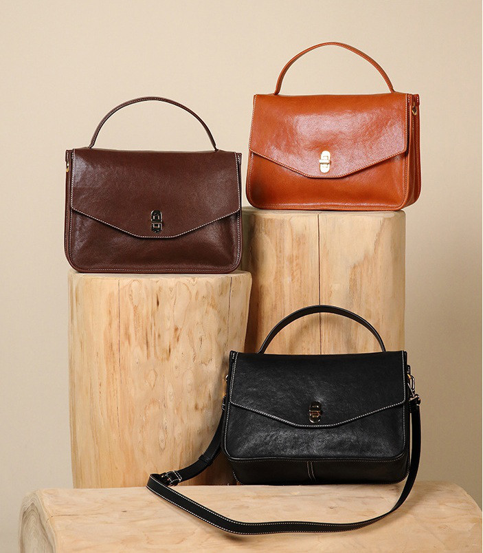 上質牛革ヴィンテージショルダーバッグ｜手提げ・斜め掛け兼用レザーメッセンジャ