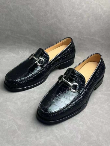 高級なクロコダイル革　メンズ靴　腹革使用　裏地トップレイヤー牛革　サイズ24cm-27cmサイズ選択