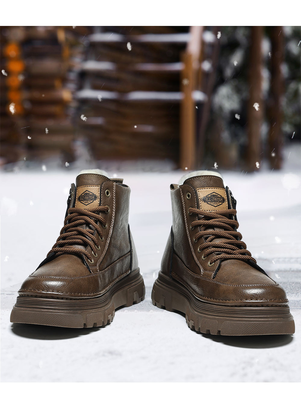 マーチンブーツ男性用2026冬新作ハイヒール英国風ワークブーツ本革加絨保温綿靴男性用靴