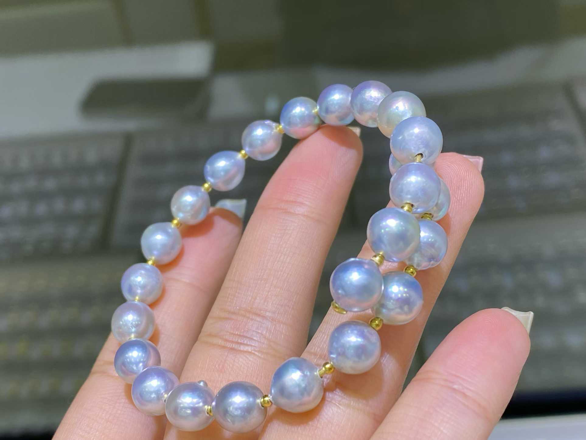 【高級】あこや真珠　バングルs925