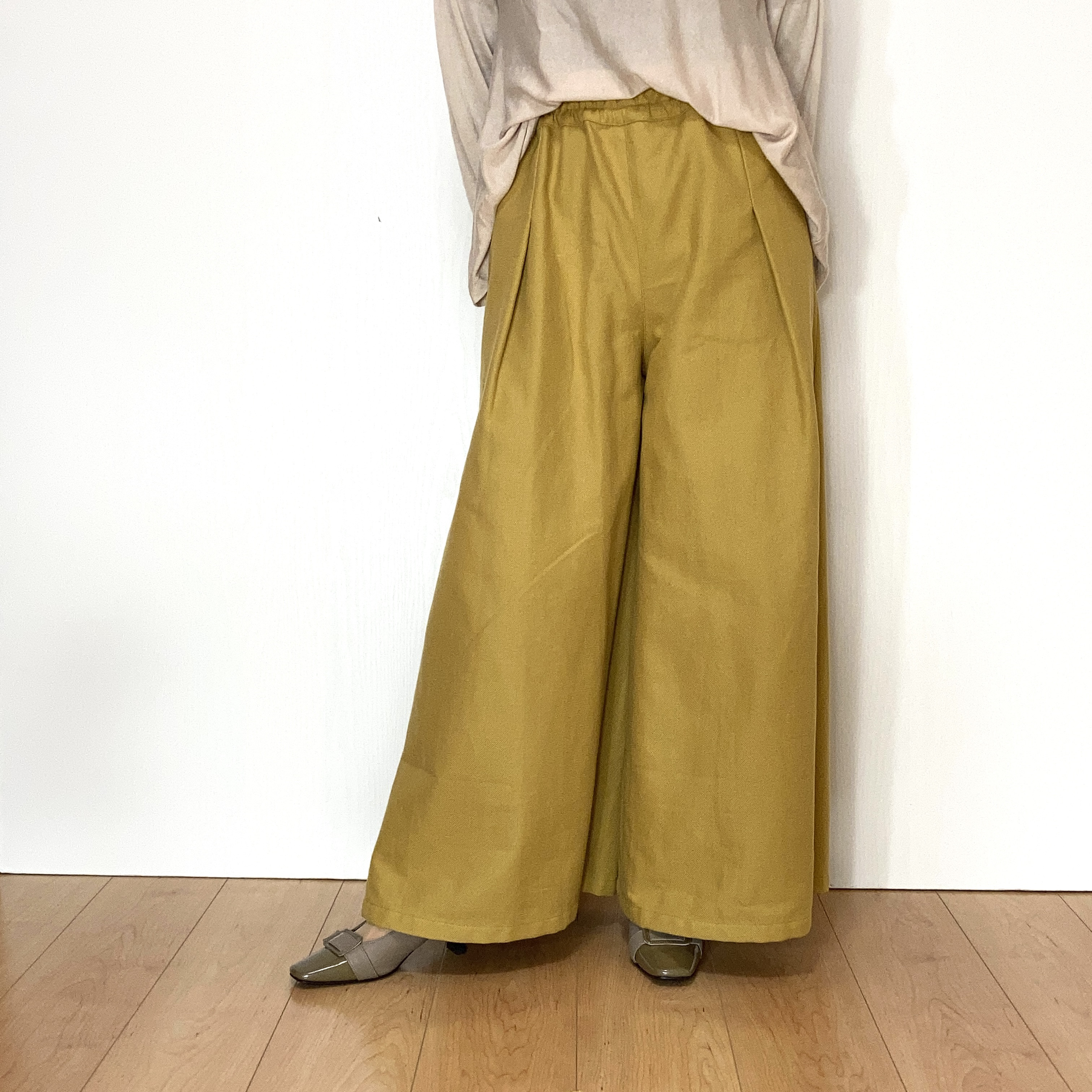 播州織のワイドパンツ＊マスタードby花織［Y2548］