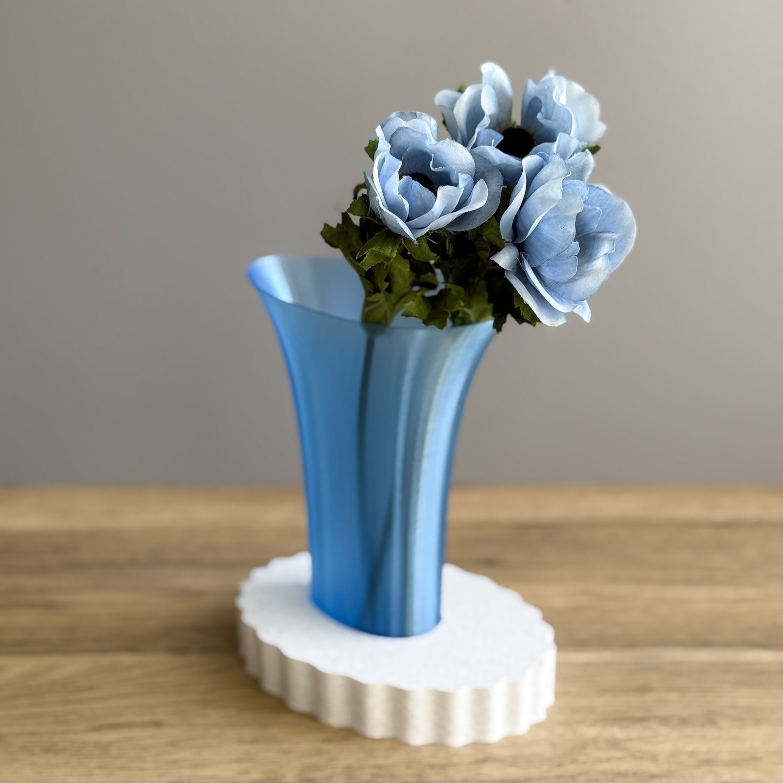 Flare Vase/ Oval Plate｜フラワーベース（カラー:ブルー）と選べるプレートのセット