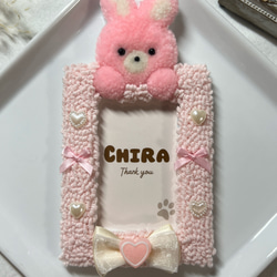 うさぎ パープル ロゼット パンチニードル ハンドメイド タフティング
