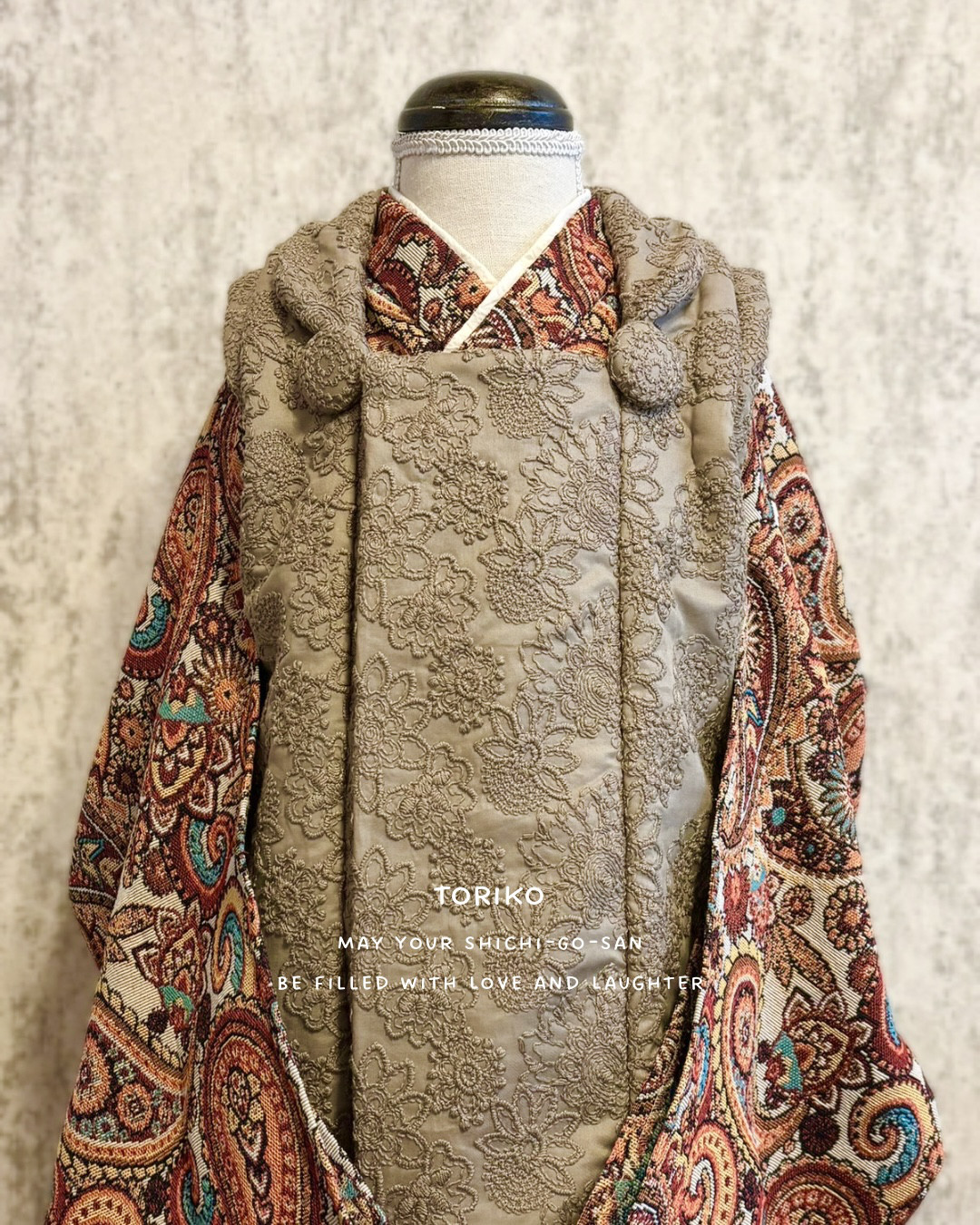 ［ 1点限り即納 ］3歳 七五三 被布 着物 セット 753 正月 ベビー袴 お食い初め 百日祝い 和柄 花柄 千歳飴