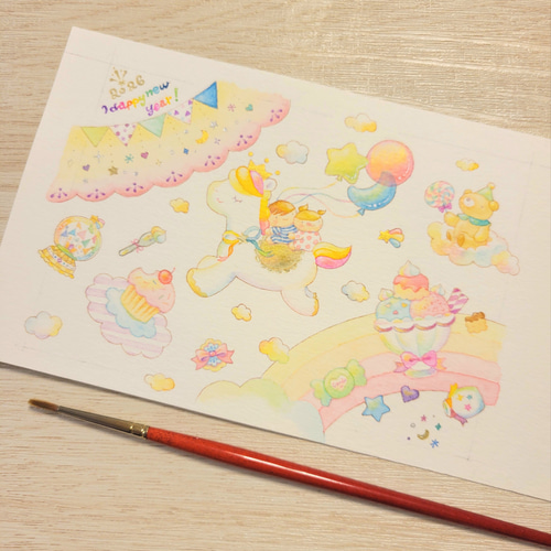 午年イラスト 2026年 年賀状【お年玉クジ付き年賀状】 イラスト ぷち