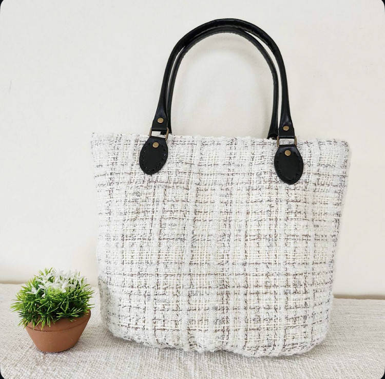 持ち手が合皮♡ツィードトートbag