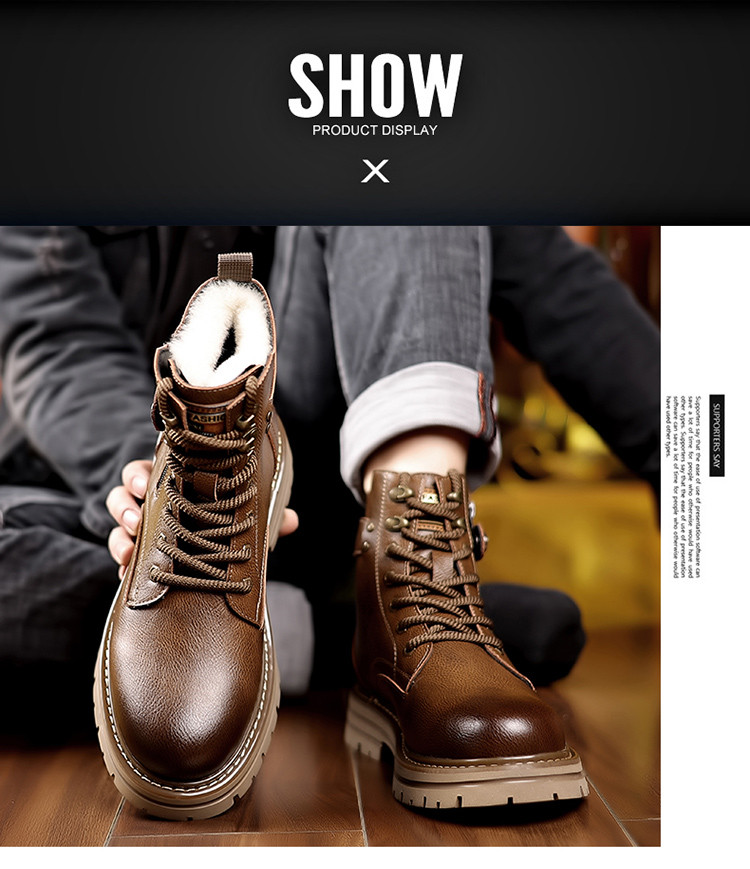 マーティンブーツメンズ2026冬新作本革保温大綿靴メンズハイカットカジュアルギャザースノーブーツ