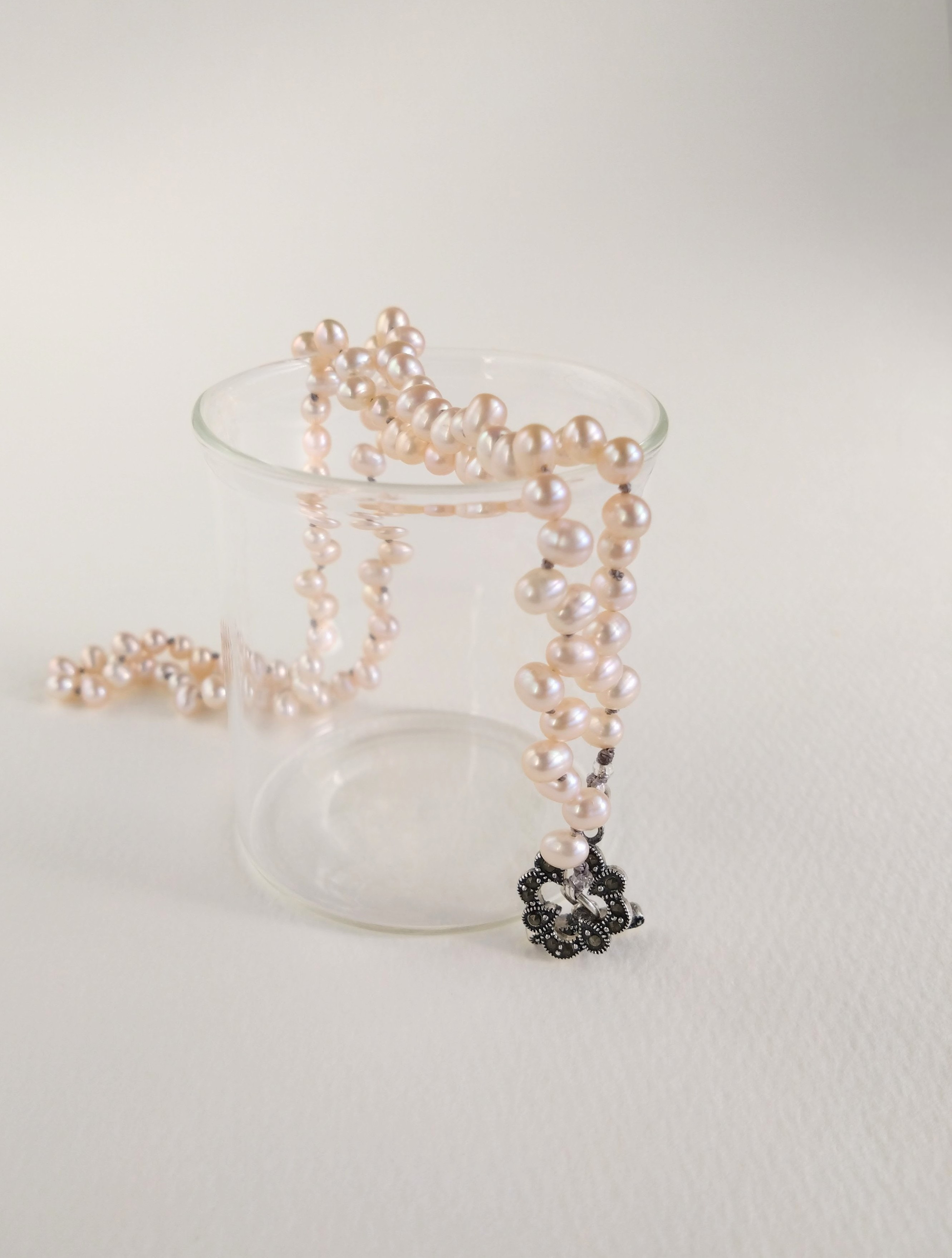 『Twilight』ピンクパールとマーカサイトのネックレス【Silver925】