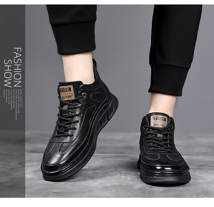 マーチンブーツ男性用2026冬新型本革ウールハイカット男性靴綿靴加絨毯保温スノーブーツ