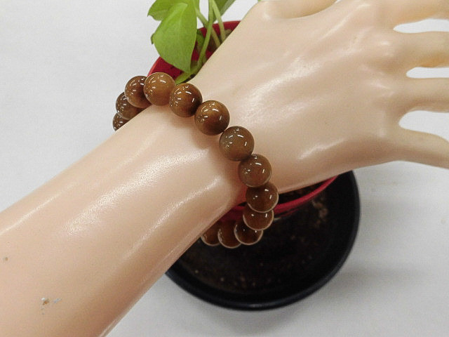 天然石 赤針ルチルクォーツ11.1～11.4mm玉ブレスレット 内周18.9cm 　　250720600