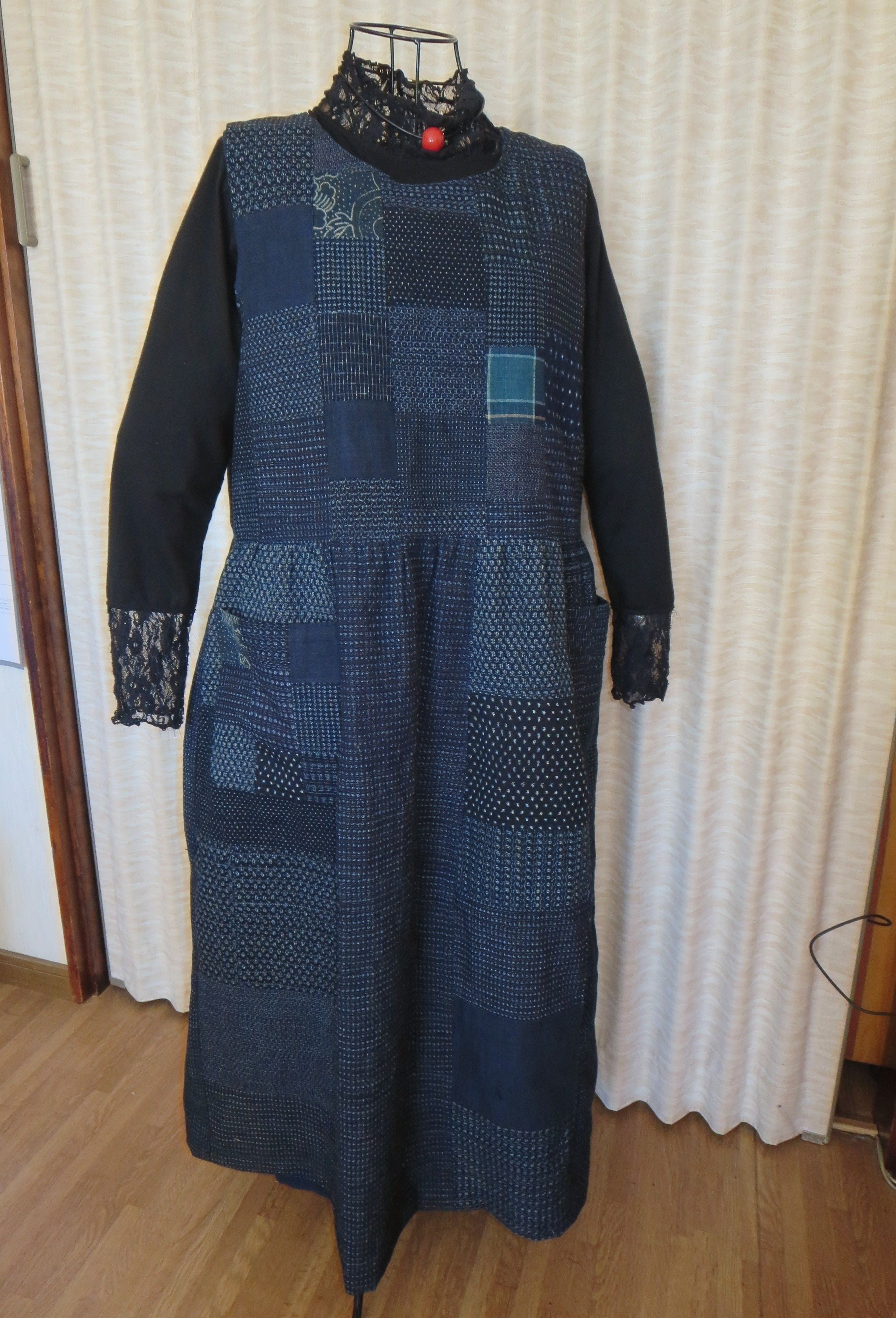 古布絣パッチジャンパースカート