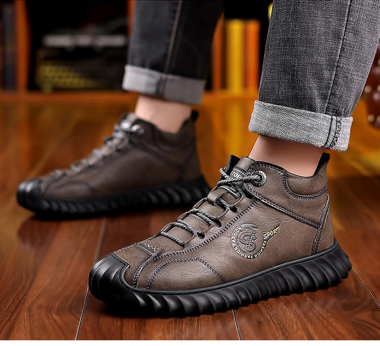 スノーブーツ男性冬用加絨保温本革ウールハイカット革靴厚め東北パパ大綿靴男性靴