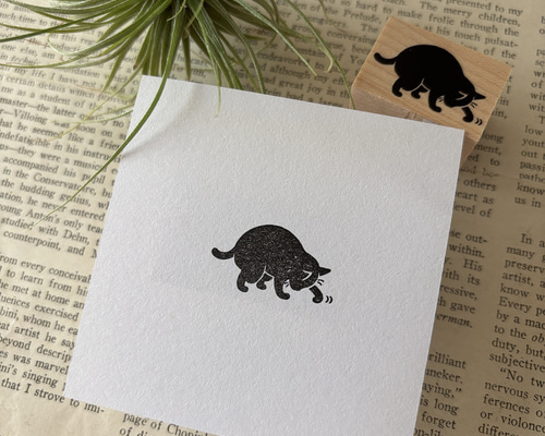 ラバースタンプ】エア砂かき黒猫はんこ はんこ・スタンプ wakimichi
