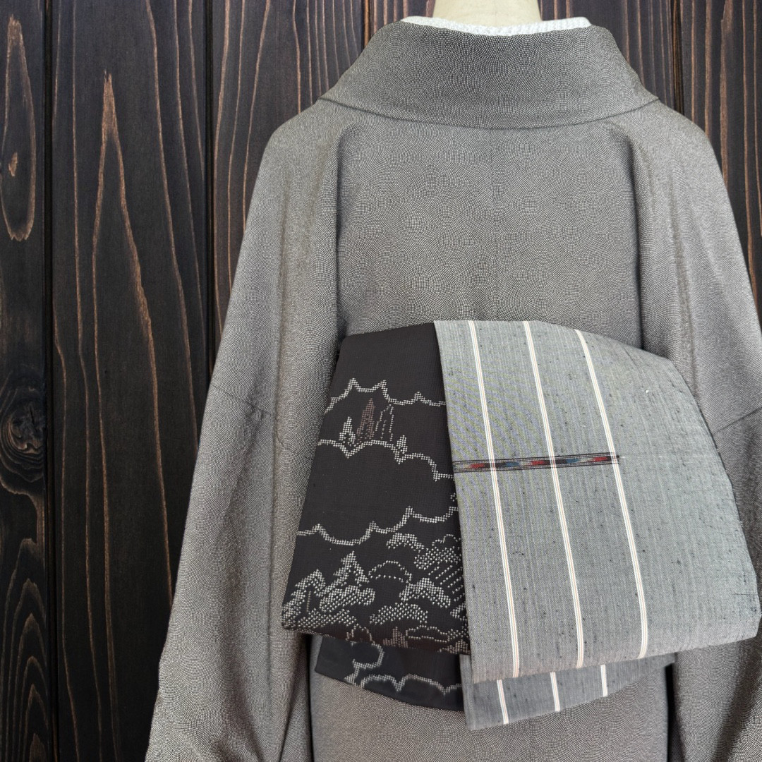 *着物反物*　織姫紬と韓国紬　大人の兵児帯　半幅帯　長尺475cm