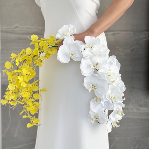 バレリーナブーケ♪胡蝶蘭×イエローオンシジューム 造花ウェディング