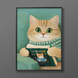 絵画。原画【シャム猫は週末にきれいで暖かい部屋を配置してからコーヒーを飲みます】 シャム猫とコーヒーのユニークなひととき