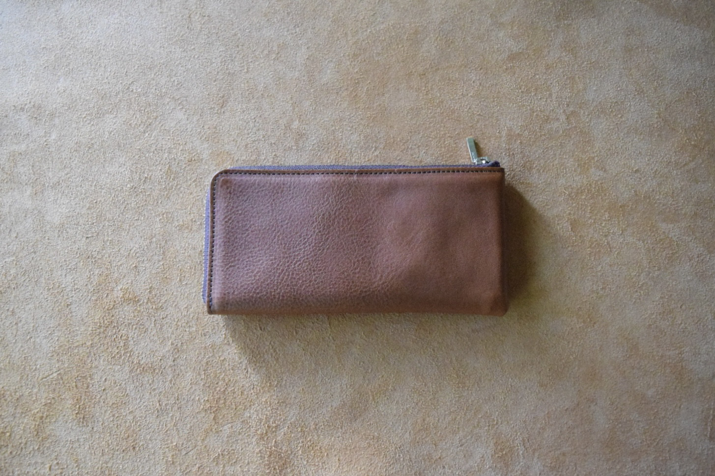 高級イタリアンレザー 小さいL字長財布 コニャック