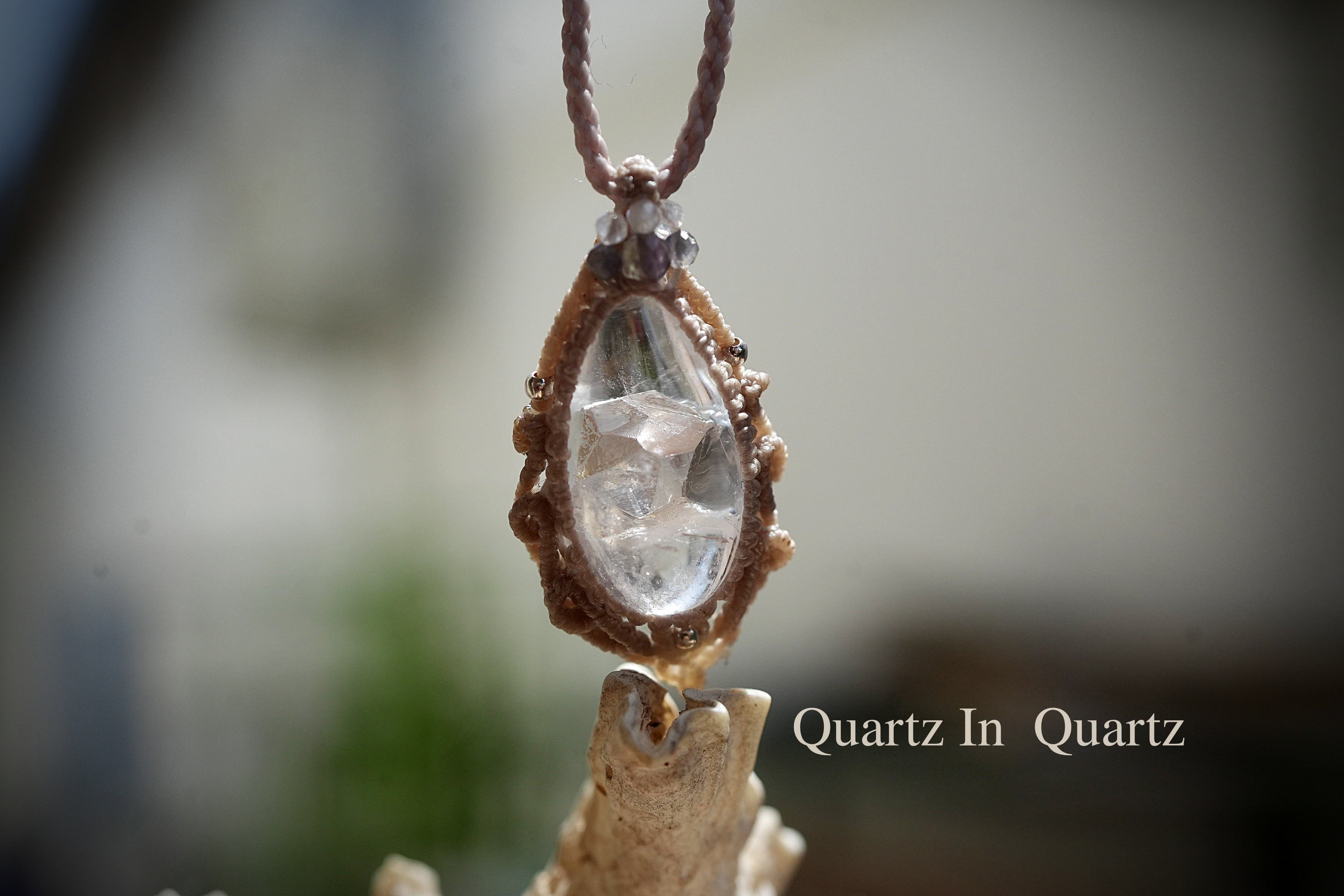 大きな成長水晶★クォーツインクォーツ マクラメネックレス2186