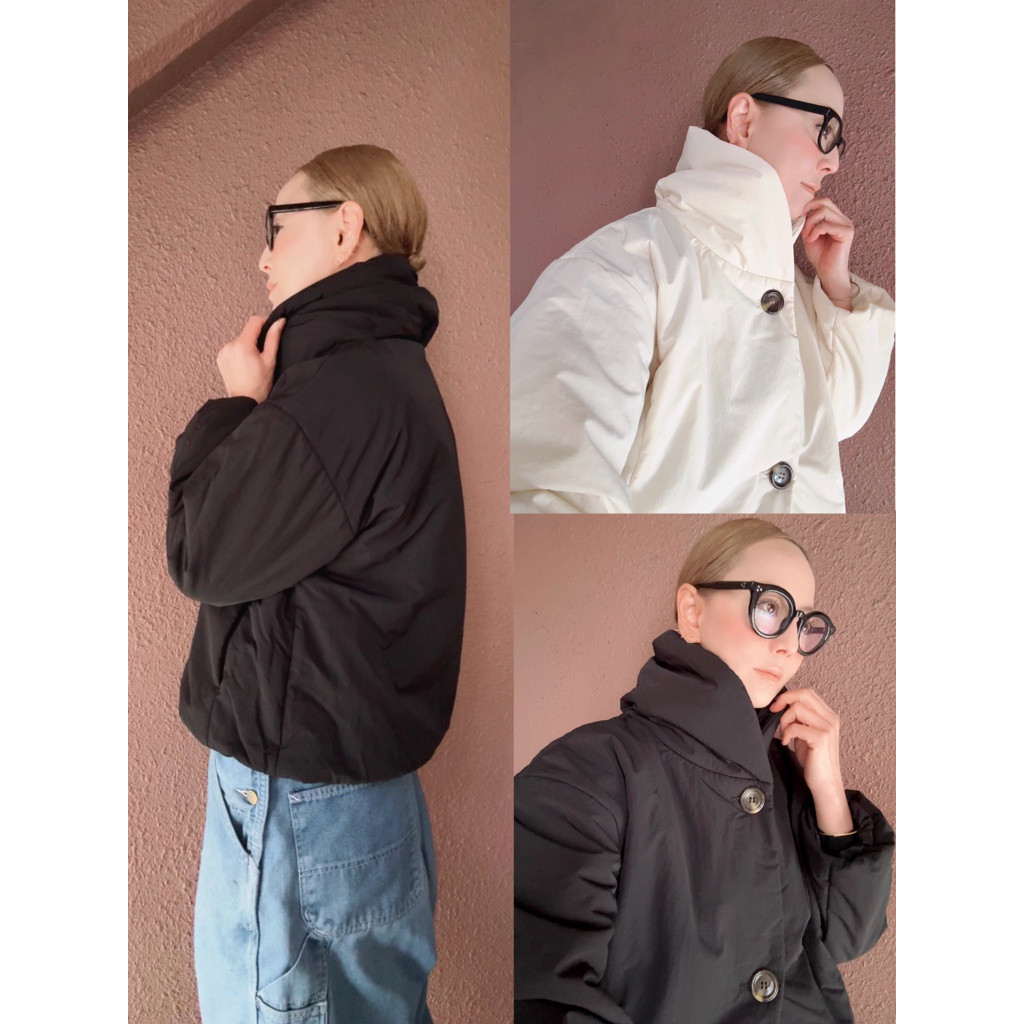 2色有❤️長さ選べる❤️超軽量＆超あったか❤️もこもこ優秀アウター❤️中綿入り❤️襟は2way❤️BLACK＆IVORY