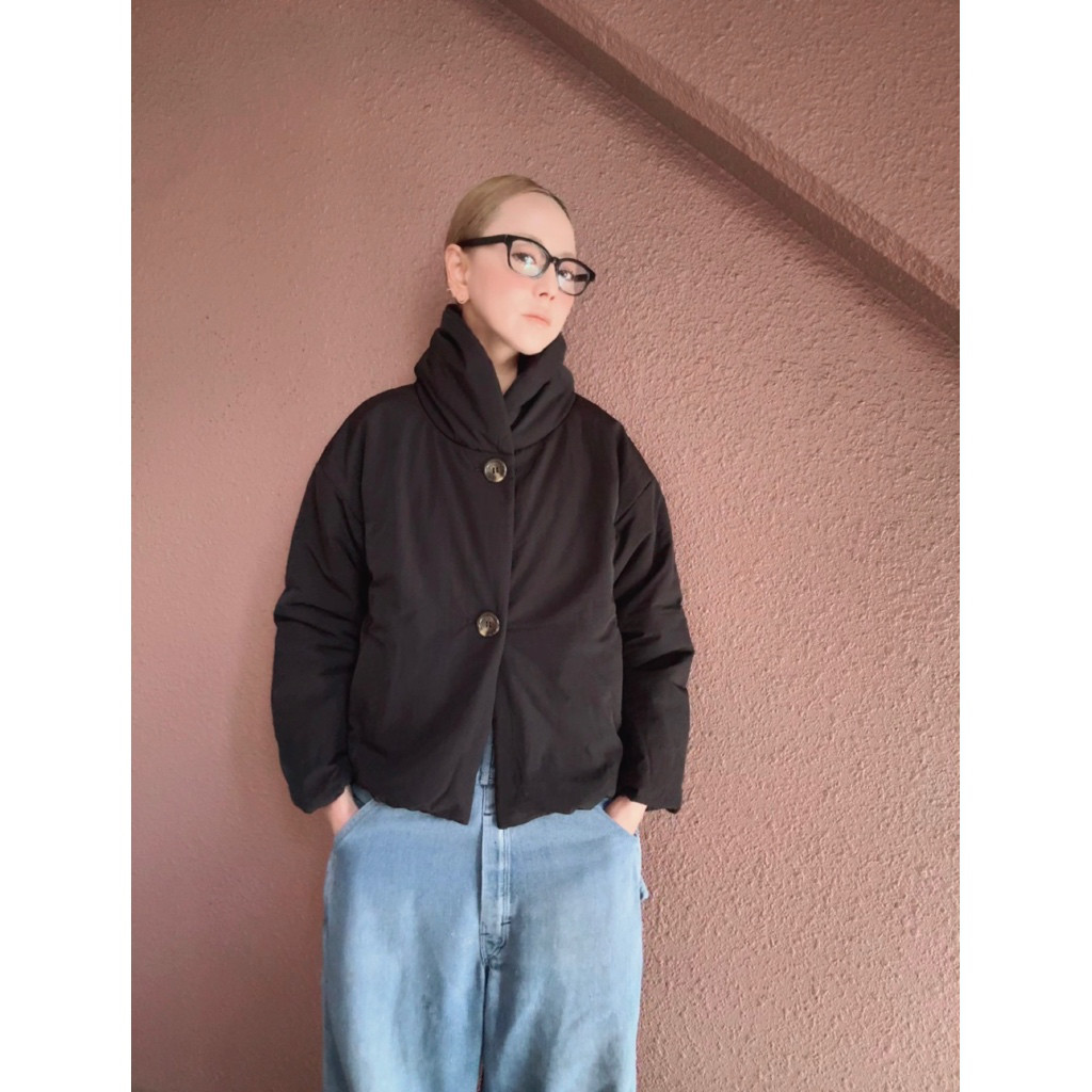 2色有❤️長さ選べる❤️超軽量＆超あったか❤️もこもこ優秀アウター❤️中綿入り❤️襟は2way❤️BLACK＆IVORY