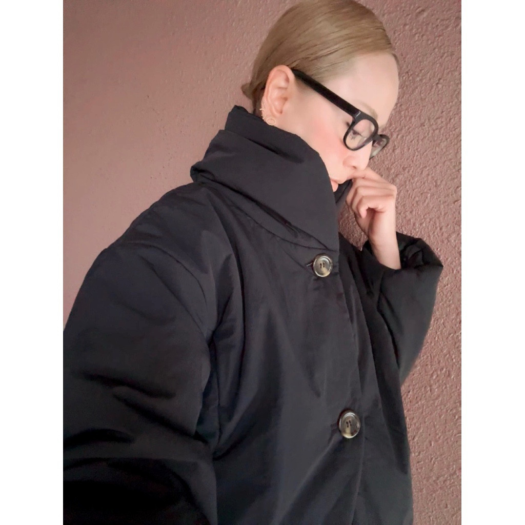 2色有❤️長さ選べる❤️超軽量＆超あったか❤️もこもこ優秀アウター❤️中綿入り❤️襟は2way❤️BLACK＆IVORY