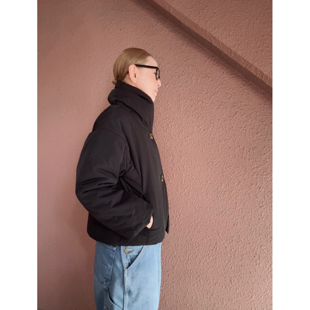 2色有❤️長さ選べる❤️超軽量＆超あったか❤️もこもこ優秀アウター❤️中綿入り❤️襟は2way❤️BLACK＆IVORY