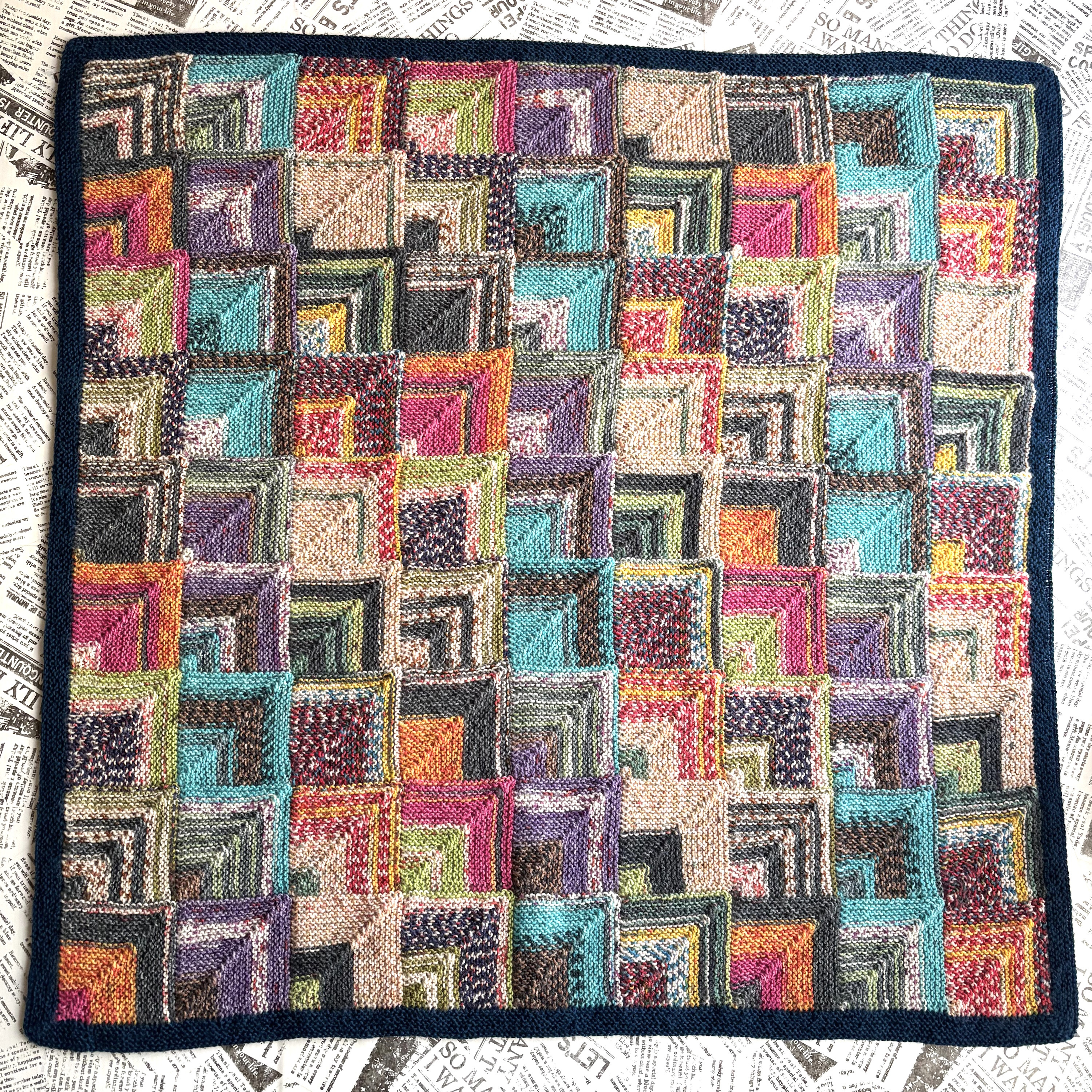 ドミノ編みのブランケット ひざ掛け　おくるみ 手編み　OPAL