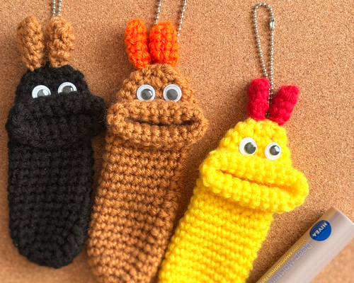エビフライ】パクパクリップケース☆かぎ針編み パクパクモンスター